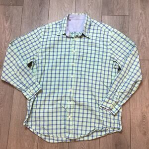 Barbour Men Green Blue Plaid Button Up shirt Size L